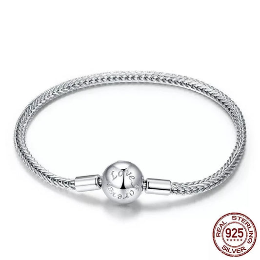 925 Sterling Silver Snake Charm Bracelet