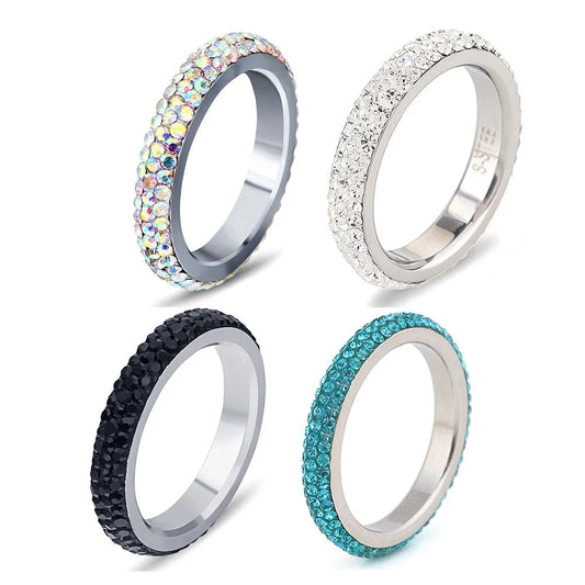 Women Stainless steel Wedding Rings Fashion Jewelry Made with Genuine CZ Crystals