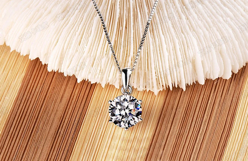 Elegant Silver 925 Necklace with 2 Carat Zirconia Pendant – Perfect Bridal Jewelry Gift
