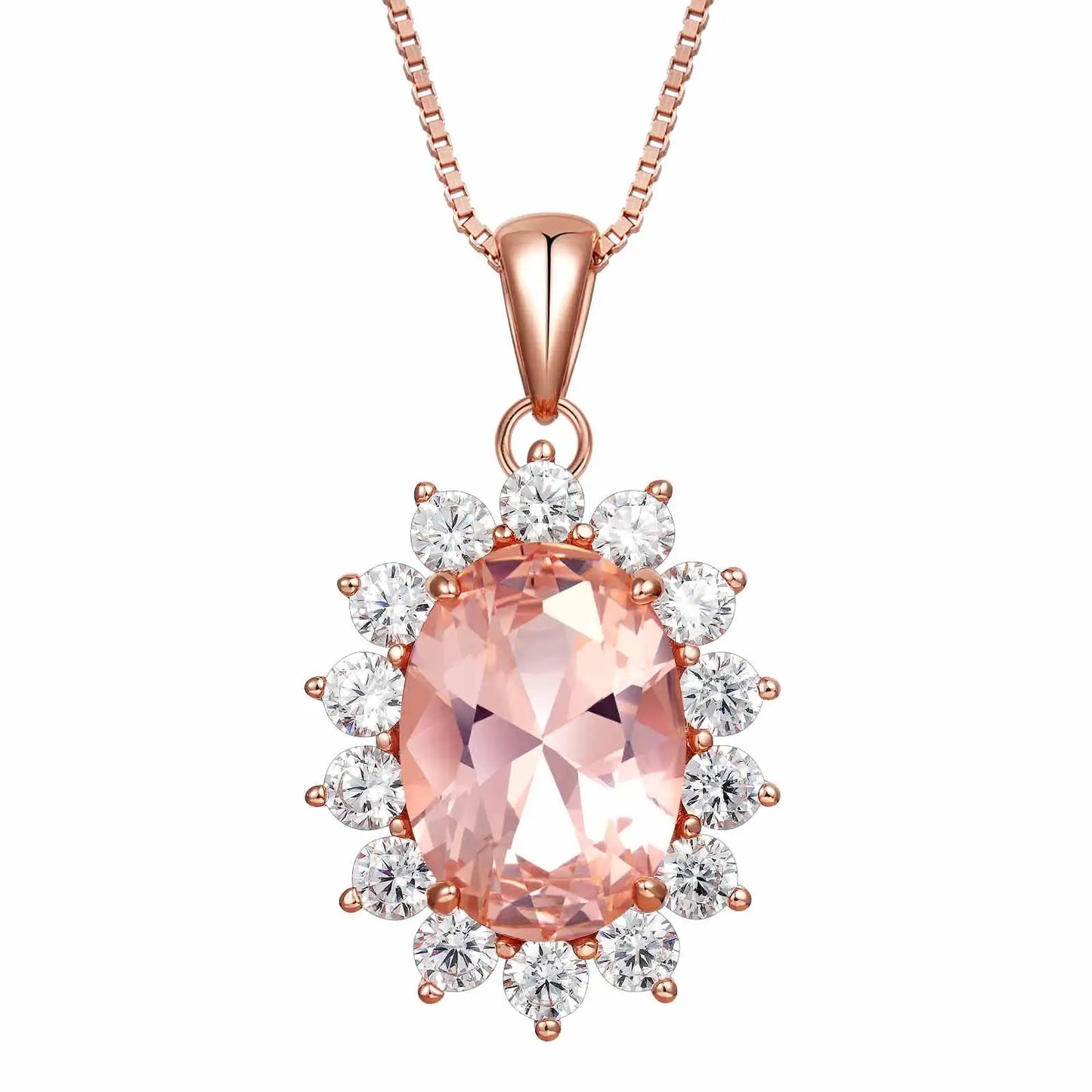 6.4Ct Oval Created Sapphire Tanzanite Emerald Opal Pincess Diana Pendant Necklace for Women Pure 925 Silver Box Chain