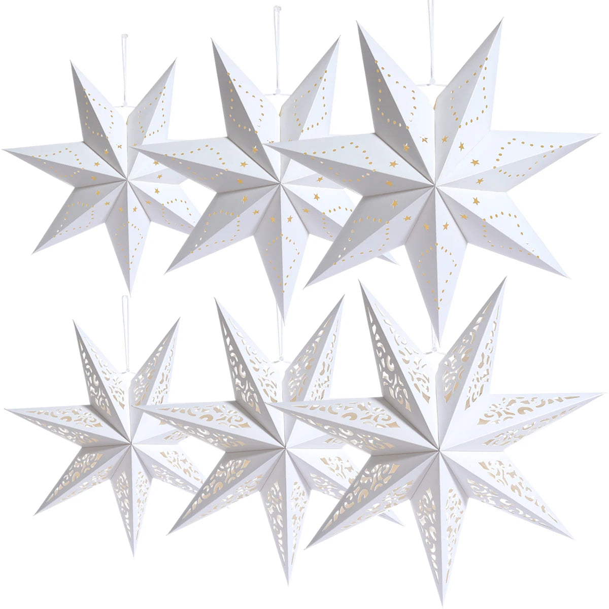 "30-75cm Hollow Star Hanging Pendant – Elegant Paper Lampshade for Christmas, Weddings & Home Decor 2024!"