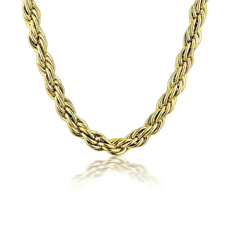 5mm stainless steel Gothic metal Twisted rope Chain Necklaces Simple men's and women's necklaces