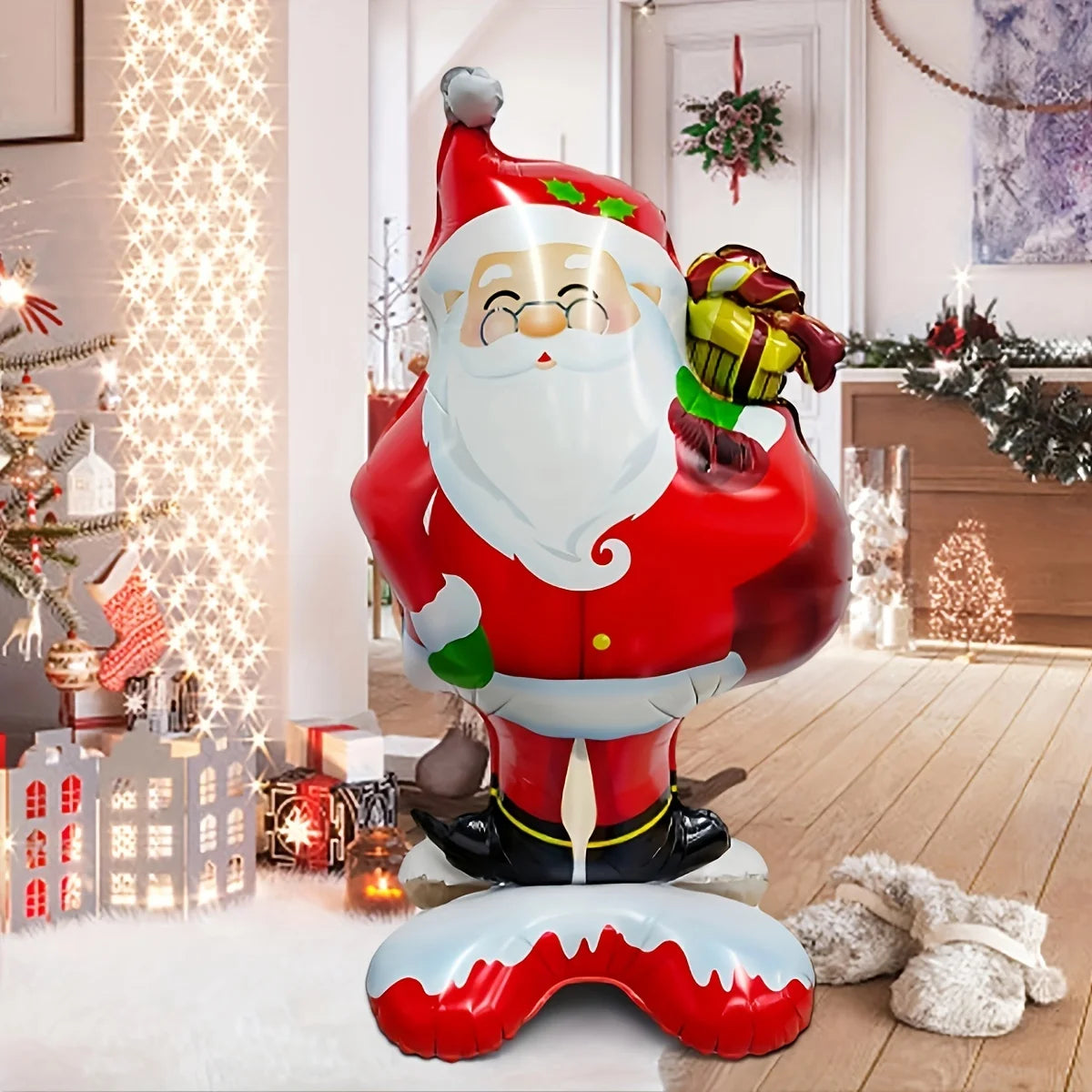 "Extra Large Standing Santa Claus Foil Balloon – Festive Holiday Decoration for Christmas, New Year & Party Celebrations!"