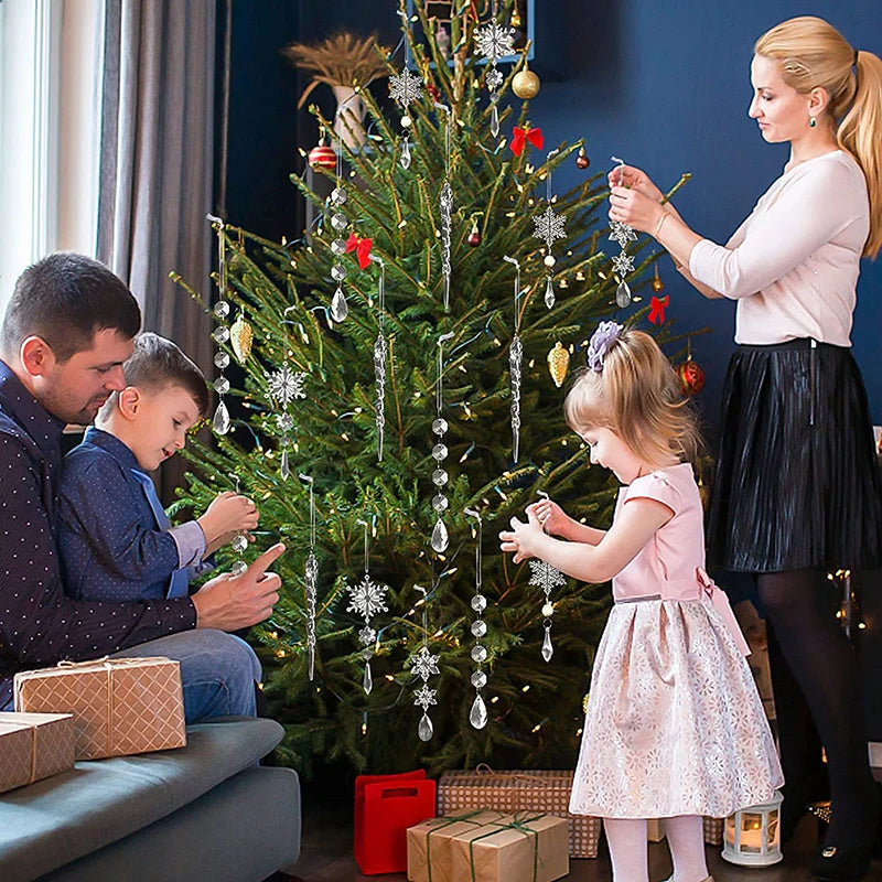 "5/10Pcs Acrylic Snowflake Ice Pendants – Elegant Hanging Ornaments for Xmas Tree & Home Decor 2024 Christmas & New Year 2025!"