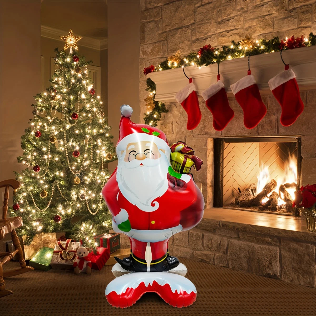 "Extra Large Standing Santa Claus Foil Balloon – Festive Holiday Decoration for Christmas, New Year & Party Celebrations!"