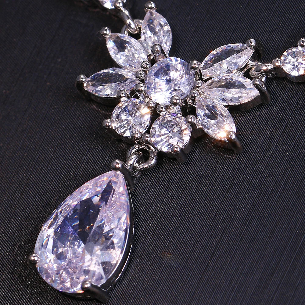 Classical Waterdrop CZ Jewelry Set – Elegant Wedding & Party Gift for Women & Girls