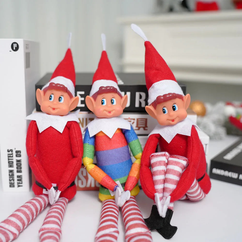 42cm Naughty Christmas Elf Plush Toy – Long Bendy Elf on the Shelf Doll for Fun Holiday Decor & Mischievous Festive Cheer!"