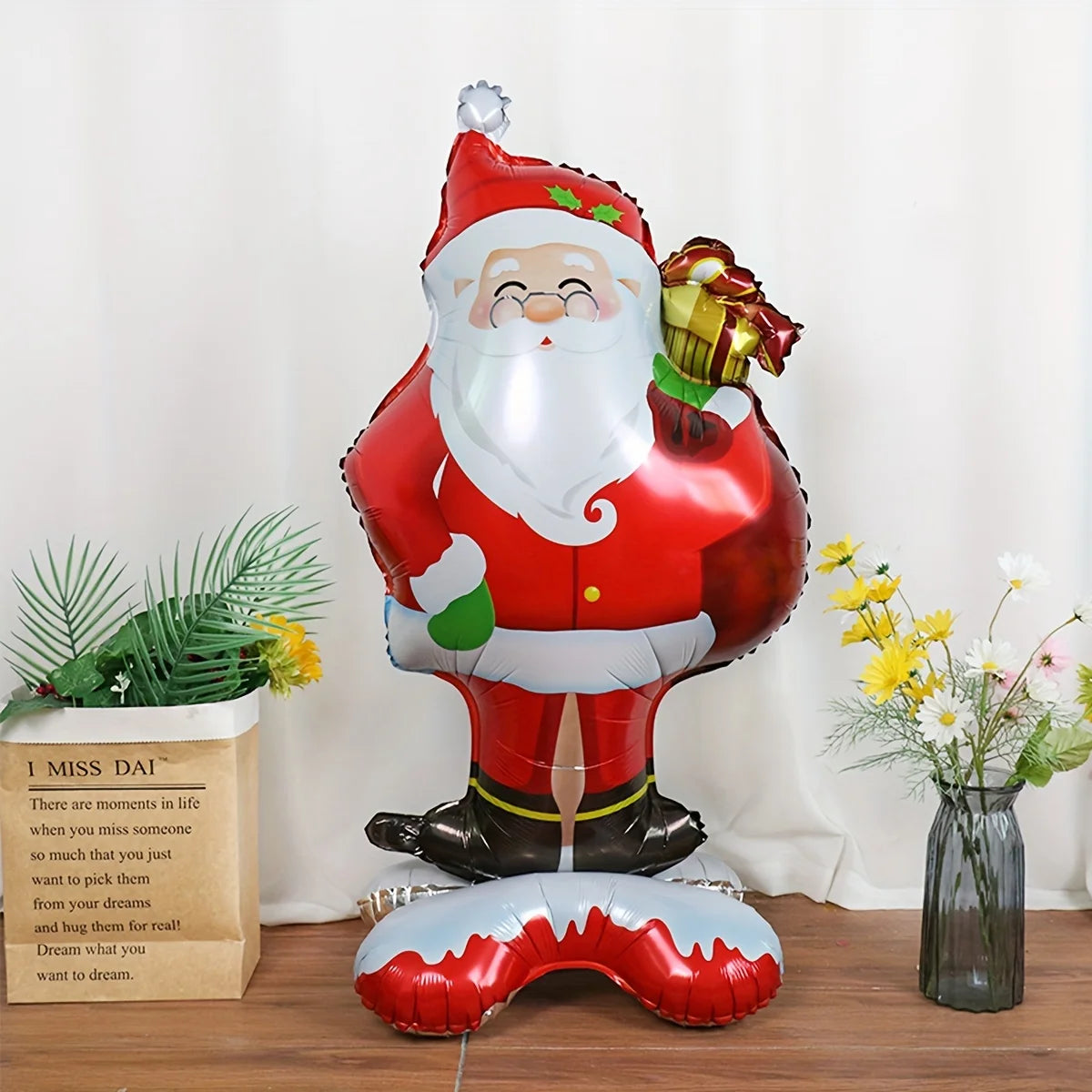 "Extra Large Standing Santa Claus Foil Balloon – Festive Holiday Decoration for Christmas, New Year & Party Celebrations!"