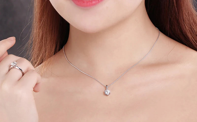 Elegant Silver 925 Necklace with 2 Carat Zirconia Pendant – Perfect Bridal Jewelry Gift