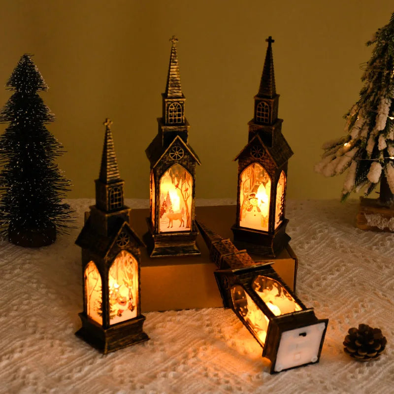 "2024 Christmas LED Santa Claus & Snowman Lantern – Festive Night Light Table Ornament for Home Decor & Xmas Gifts!"