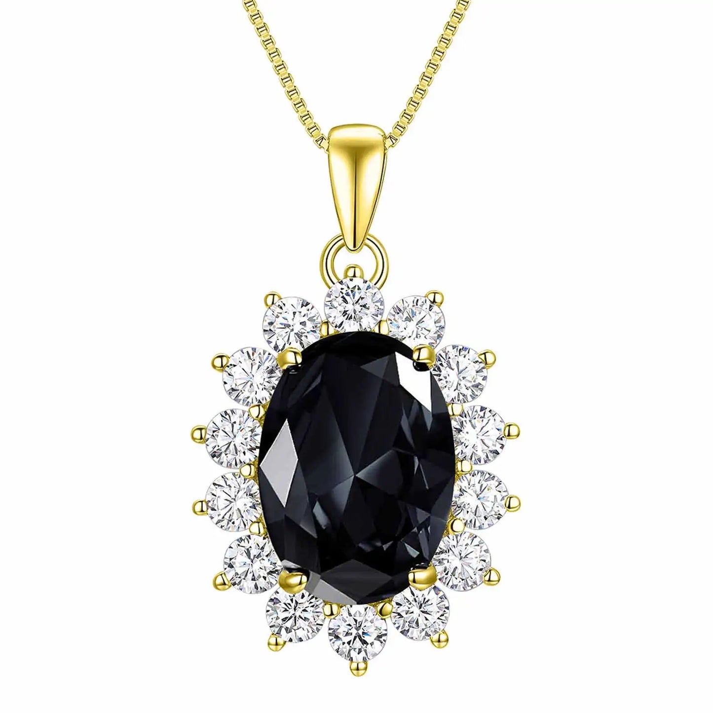 6.4Ct Oval Created Sapphire Tanzanite Emerald Opal Pincess Diana Pendant Necklace for Women Pure 925 Silver Box Chain