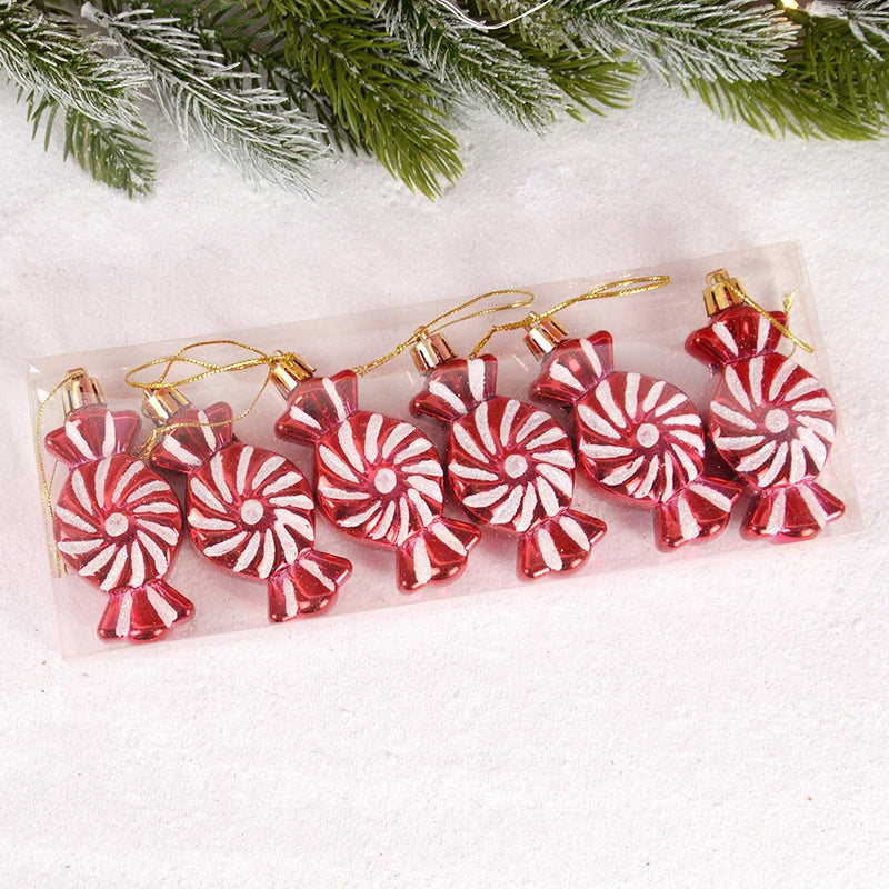 "6pcs Christmas Lollipop & Candy Cane Ornaments – Festive Hanging Pendants for Xmas Tree & Holiday Decor 2024!"