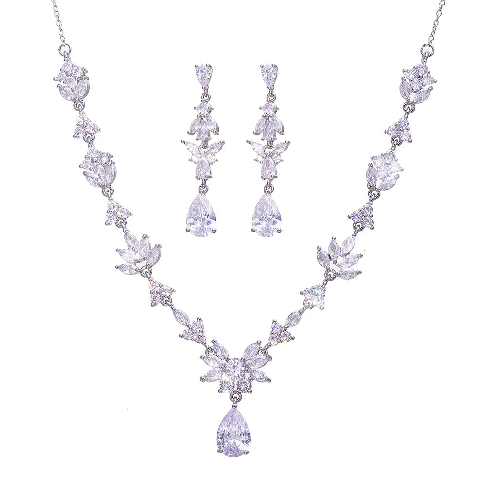 Classical Waterdrop CZ Jewelry Set – Elegant Wedding & Party Gift for Women & Girls