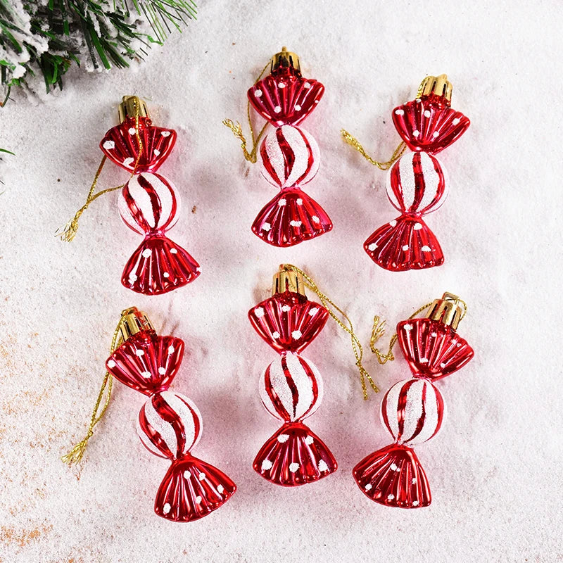 "6pcs Christmas Lollipop & Candy Cane Ornaments – Festive Hanging Pendants for Xmas Tree & Holiday Decor 2024!"