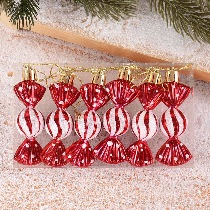 "6pcs Christmas Lollipop & Candy Cane Ornaments – Festive Hanging Pendants for Xmas Tree & Holiday Decor 2024!"
