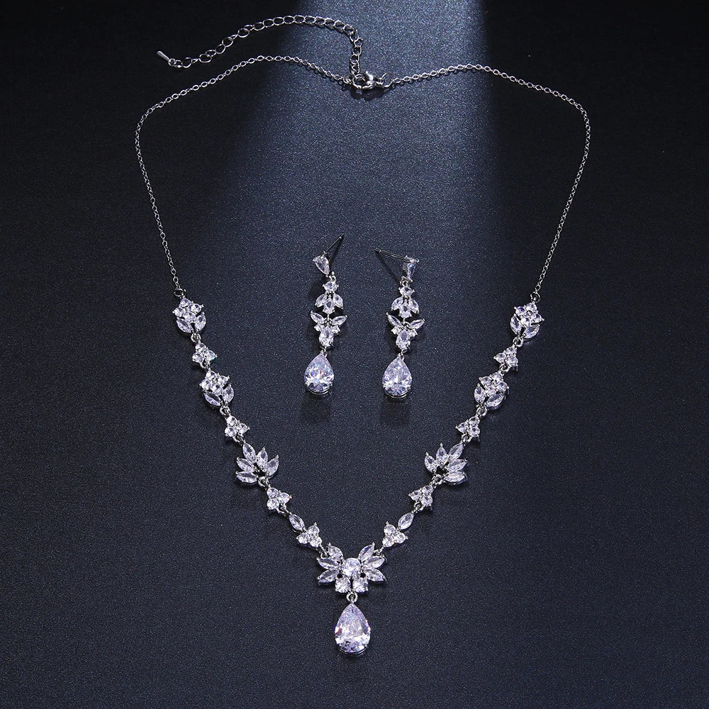 Classical Waterdrop CZ Jewelry Set – Elegant Wedding & Party Gift for Women & Girls